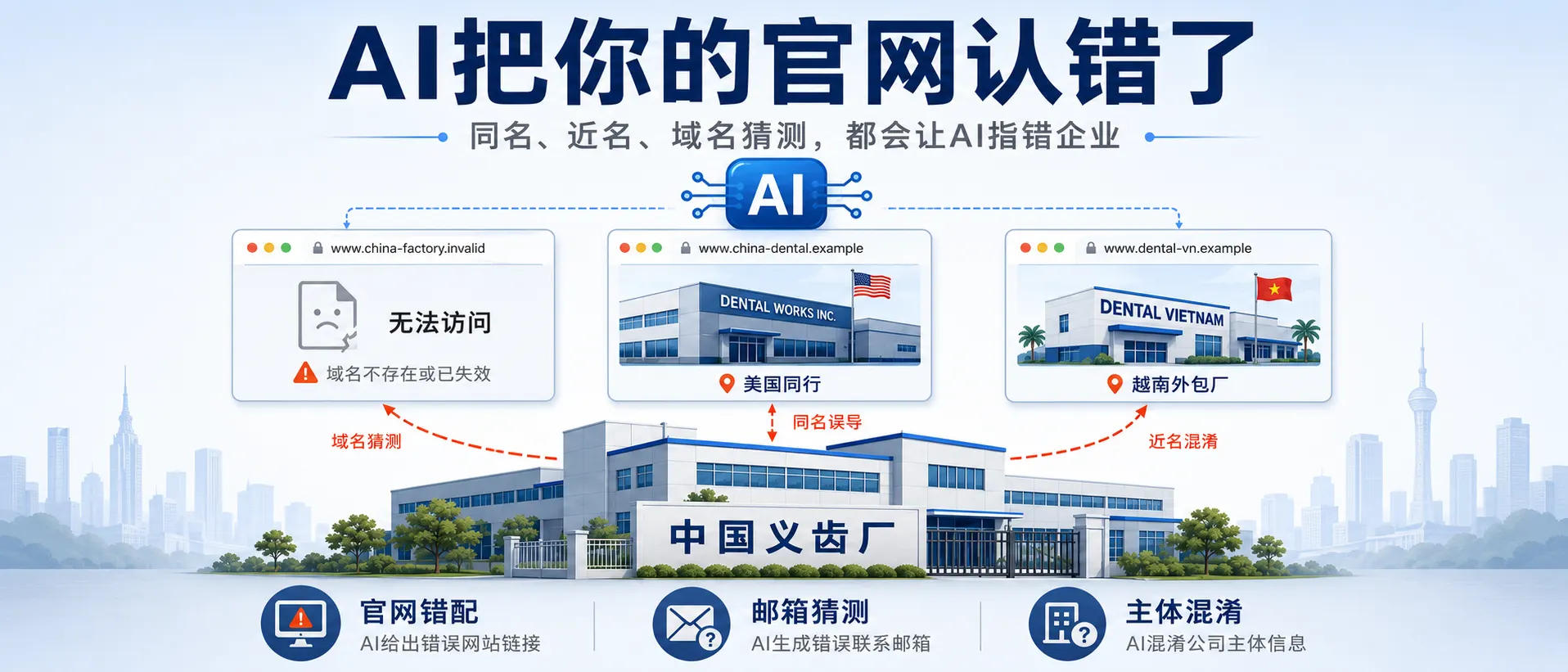 AI 把中国义齿厂官网认成失效域名美国同行和越南公司