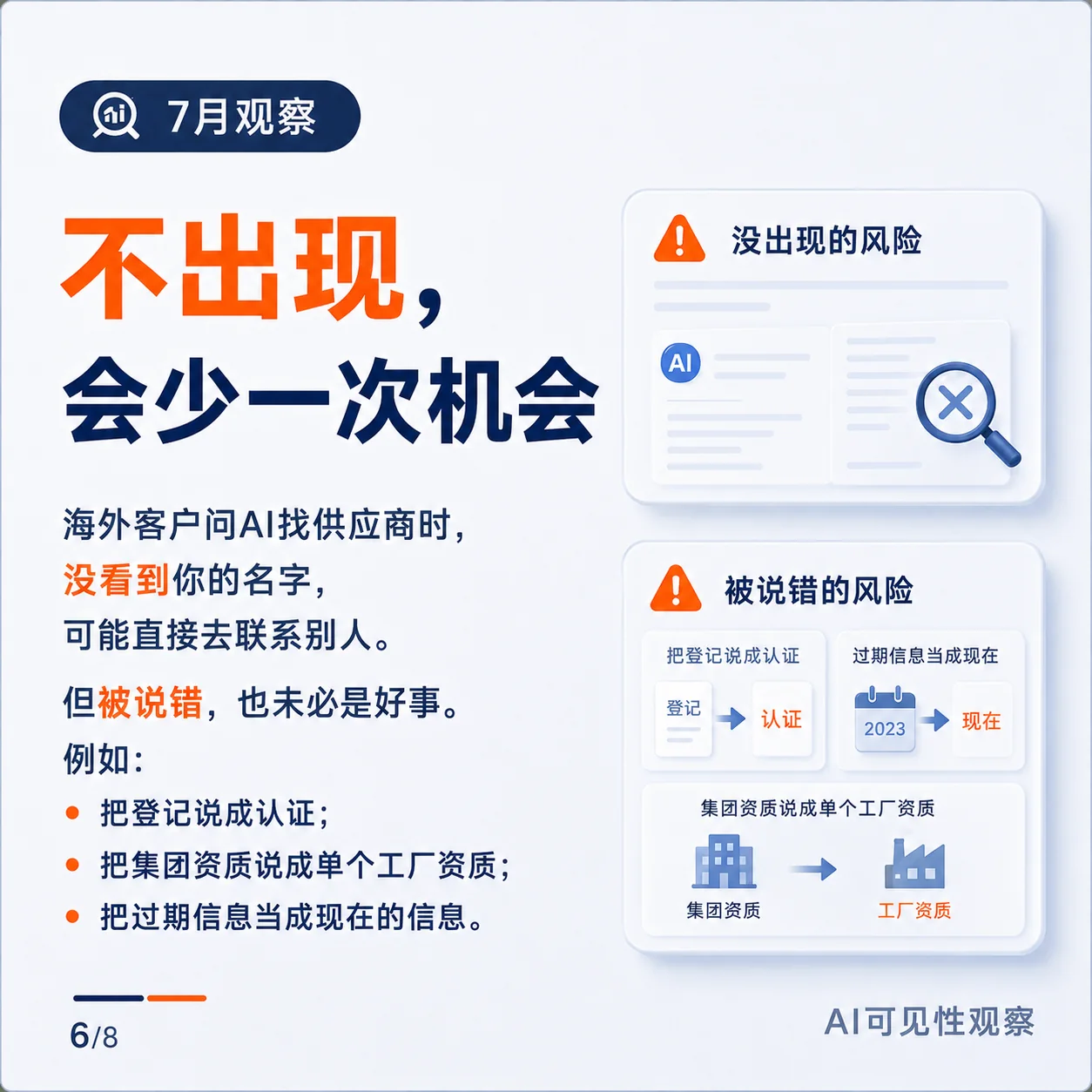 A Chinese dental lab risks lost opportunity when omitted and buyer misunderstanding when AI misstates registrations group credentials factory identity or outdated information