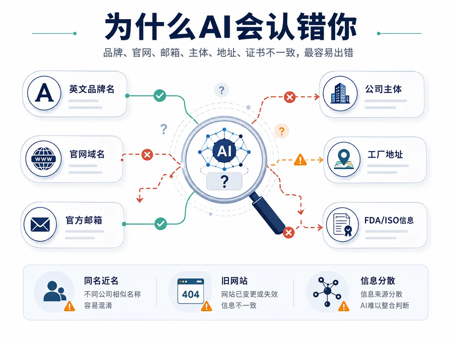 品牌官网邮箱公司主体工厂地址和证书信息不一致时 AI 更容易认错义齿厂